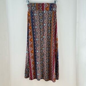 Friday Women Flowy Maxi Skirt High Waist Ankle Length Paisley Print Skirt XL
